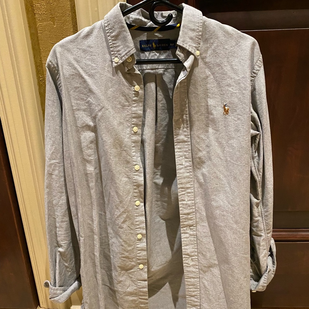 Men’s Ralph Lauren Grey LS Polo Size S